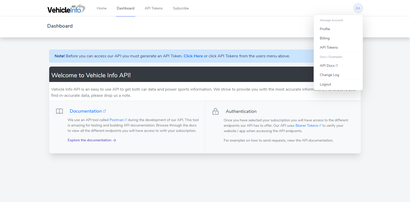 Vehicle Info API Dashboard